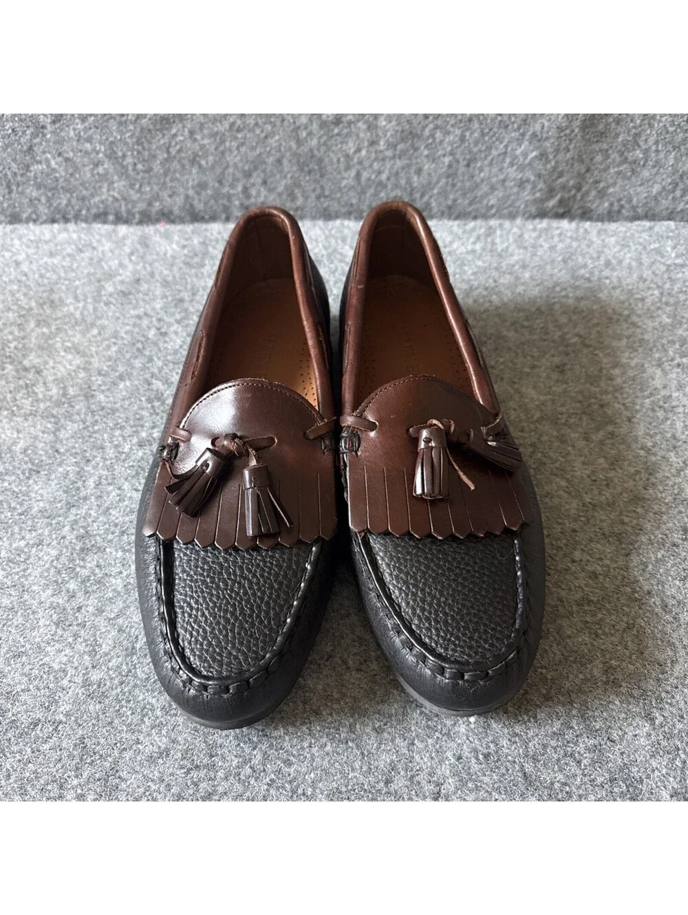 Allen Edmonds Nashua Tassel Loafers Men's 8.5 E Black Brown Kiltie Slip-On 42250